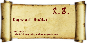 Kopácsi Beáta névjegykártya
