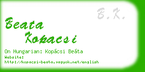 beata kopacsi business card